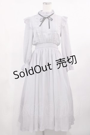 画像: tocco closet / 配色リボン付きフリル×シャーリングワンピース M グレー H-25-09-06-1011-LO-OP-NS-ZH