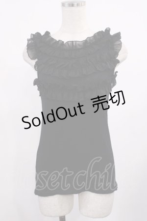 画像: JESUS DIAMANTE / シフォンフリルキャミソール Free ブラック H-25-09-06-1017-JE-TO-NS-ZH