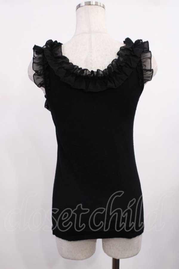 画像2: JESUS DIAMANTE / シフォンフリルキャミソール Free ブラック H-25-09-06-1017-JE-TO-NS-ZH (2)