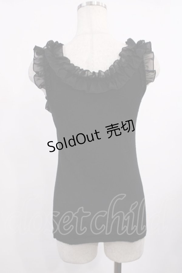 画像2: JESUS DIAMANTE / シフォンフリルキャミソール Free ブラック H-25-09-06-1017-JE-TO-NS-ZH (2)