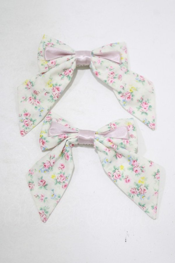 画像2: Innocent World / ミニバラツインリボンクリップ  オフ H-25-09-06-059-IW-AC-NS-ZH (2)