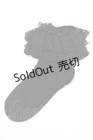 画像: metamorphose / ラッセルレースクルーソックス  ブラック H-25-09-06-062-ME-ZA-NS-ZH