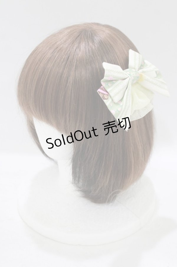 画像1: metamorphose / おめかしラビットクリップ  グリーン H-25-09-06-069-ME-AC-NS-ZH (1)