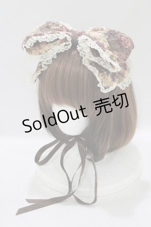画像: metamorphose / ゴブランプリントレース付きリボンヘッドドレス  ブラウン H-25-09-06-070-ME-AC-NS-ZH
