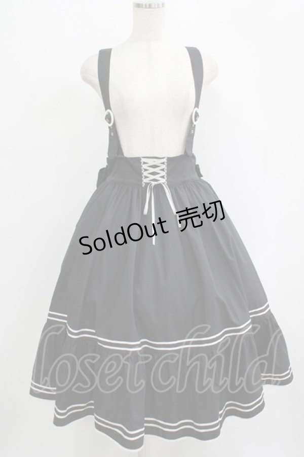 画像1: metamorphose / 【プラスサイズ】セーラー肩ひも付きスカート プラスサイズ ブラック H-25-09-06-009-ME-SK-NS-ZH (1)