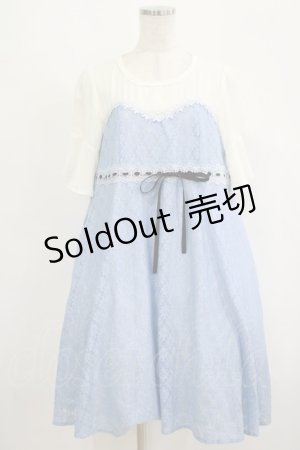 画像: axes femme POETIQUE / ビスチェ風半袖ワンピース M サックス H-25-09-06-018-AX-OP-NS-ZH