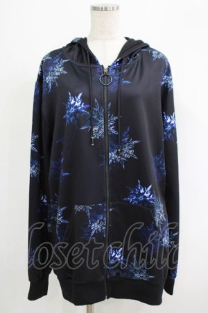 画像: NieR Clothing / 総柄ZIPパーカー  黒 H-25-09-07-025-PU-TO-KB-ZH