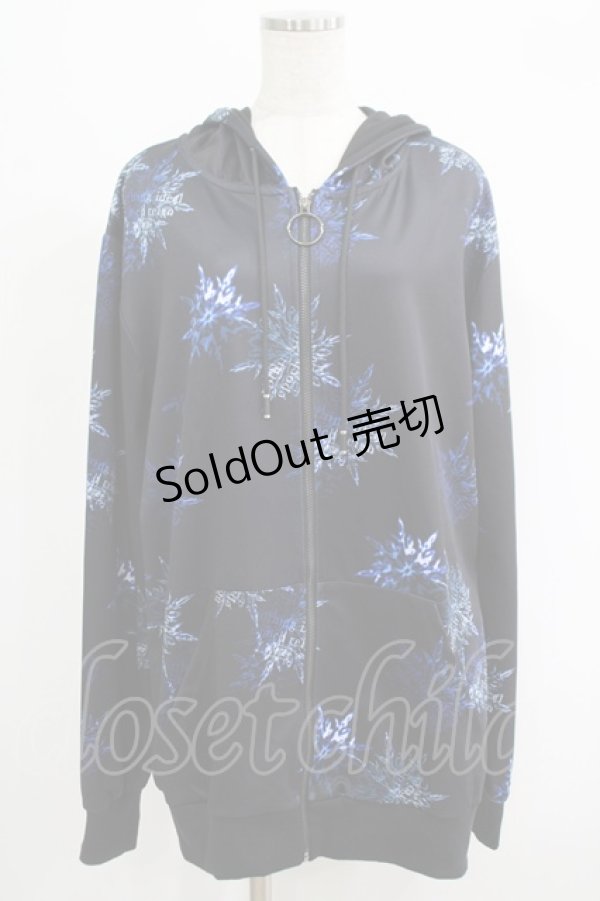 画像1: NieR Clothing / 総柄ZIPパーカー  黒 H-25-09-07-025-PU-TO-KB-ZH (1)