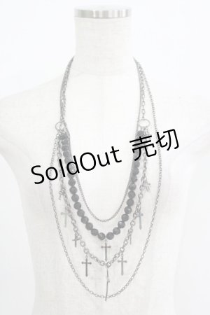 画像: Ozz Croce / クロスチャームチェーンネックレス  ブラックシルバー H-25-09-07-047-OO-AC-KB-ZH
