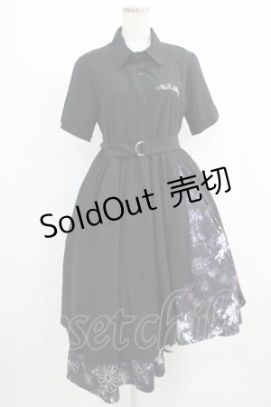 画像: NieR Clothing / 2枚仕立て和柄九尾 FLARE DRESS  黒 H-25-09-07-006-PU-OP-KB-ZH