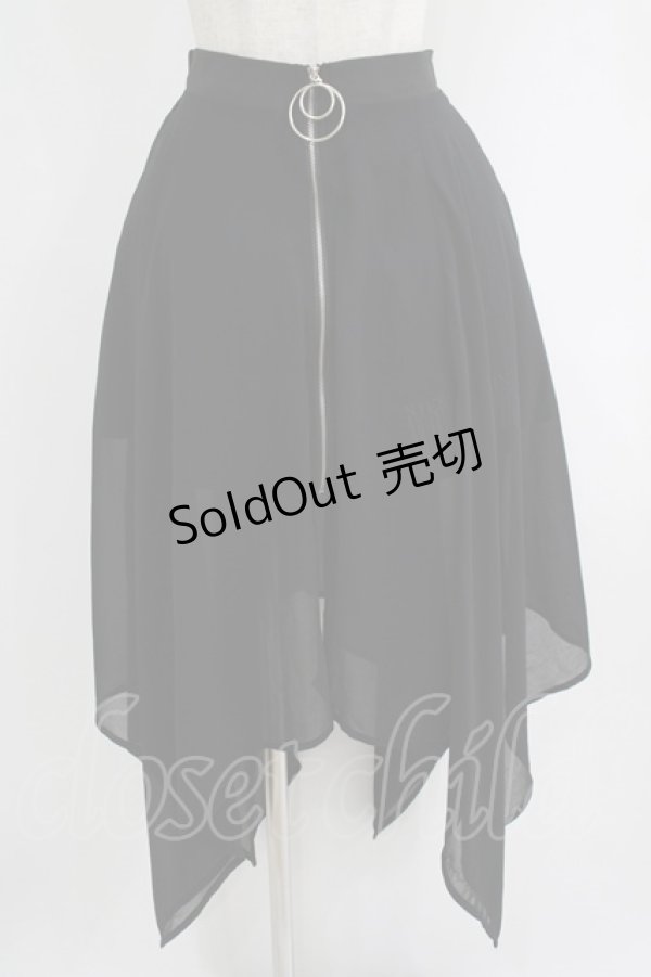 画像1: NieR Clothing / フロントZIPシアーレイヤード風スカート  黒 H-25-09-07-011-PU-SK-KB-ZH (1)