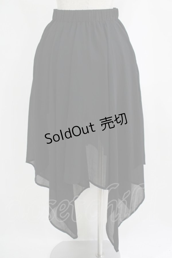 画像3: NieR Clothing / フロントZIPシアーレイヤード風スカート  黒 H-25-09-07-011-PU-SK-KB-ZH (3)