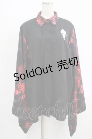 画像: NieR Clothing / 着物風袖ブロッキングシャツ  黒 H-25-09-07-021-PU-BL-KB-ZH