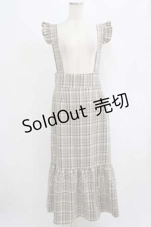 画像: DearMyLoveRose / フリルサスペンダー付きマーメイドスカート LL ブラウンチェック H-25-09-08-035-EL-OP-NS-ZH