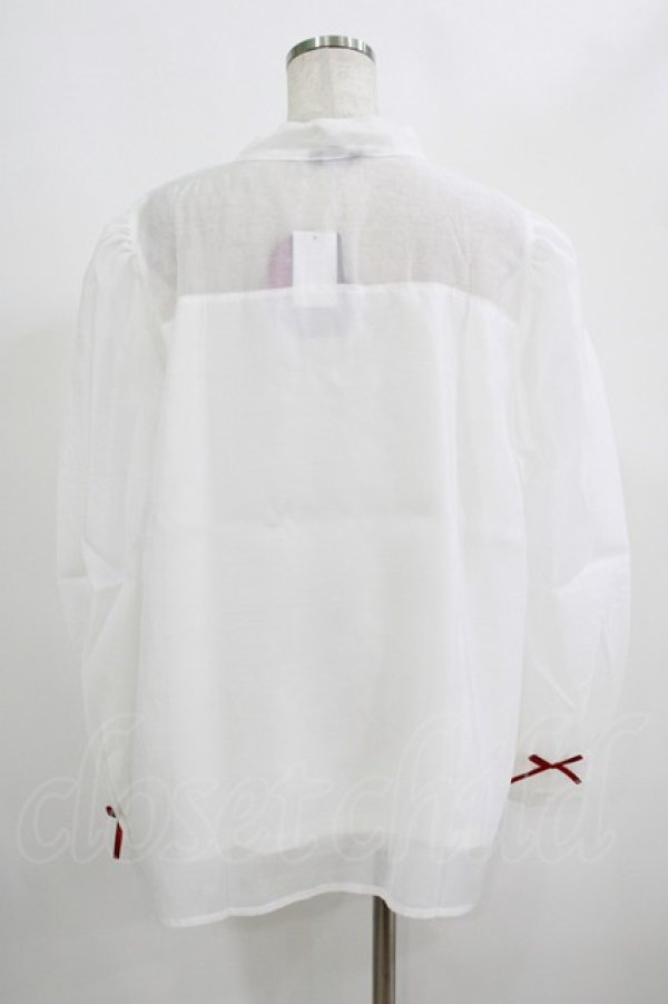 画像3: FLC / 皆方由衣コラボ/シアーリボンブラウス 4L オフ H-25-09-08-037-LO-BL-NS-ZH (3)