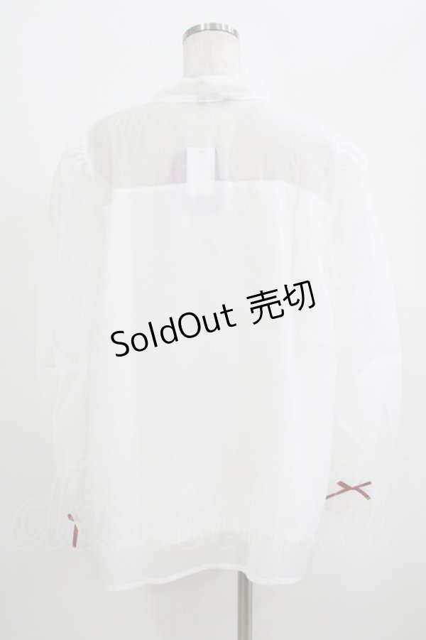 画像3: FLC / 皆方由衣コラボ/シアーリボンブラウス 4L オフ H-25-09-08-037-LO-BL-NS-ZH (3)