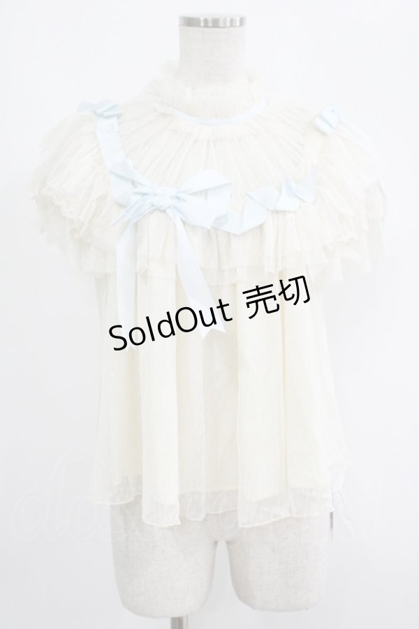 画像1: Hoshibako Works / リボンミルフィーユブラウス Free サックス H-25-09-08-042-LO-BL-NS-ZH (1)