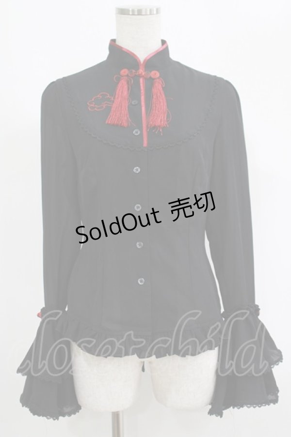 画像1: R-SERIES / チャイナブラウス M ブラック H-25-09-08-043-LO-BL-NS-ZH (1)