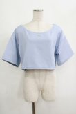 画像1: moulis' / クロップドロゴ刺繍Tシャツ LL サックス H-25-09-08-046-PU-TS-NS-ZH (1)