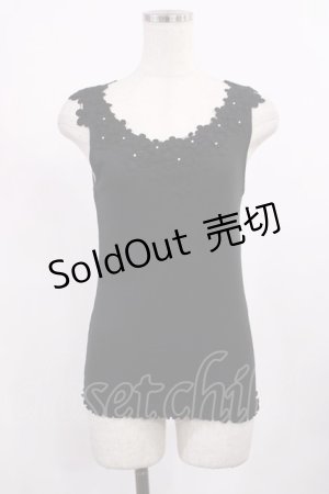 画像: axes femme / お花モチーフリブタンク M ブラック H-25-09-08-1020-AX-TO-NS-ZH