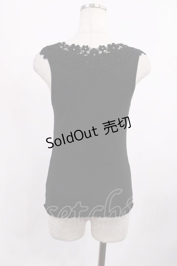 画像2: axes femme / お花モチーフリブタンク M ブラック H-25-09-08-1020-AX-TO-NS-ZH (2)