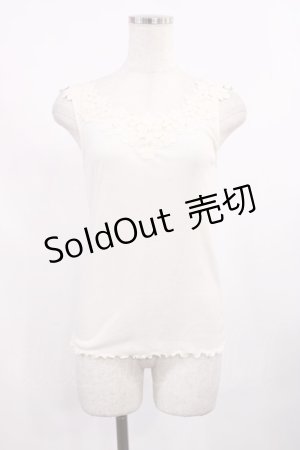 画像: axes femme / お花モチーフリブタンク M 生成り H-25-09-08-1021-AX-TO-NS-ZH