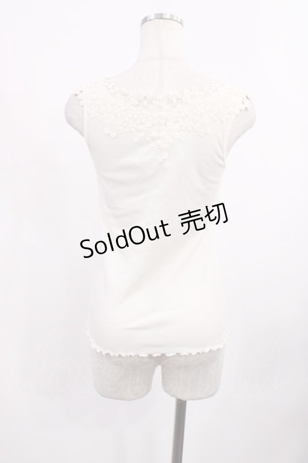 画像2: axes femme / お花モチーフリブタンク M 生成り H-25-09-08-1021-AX-TO-NS-ZH (2)