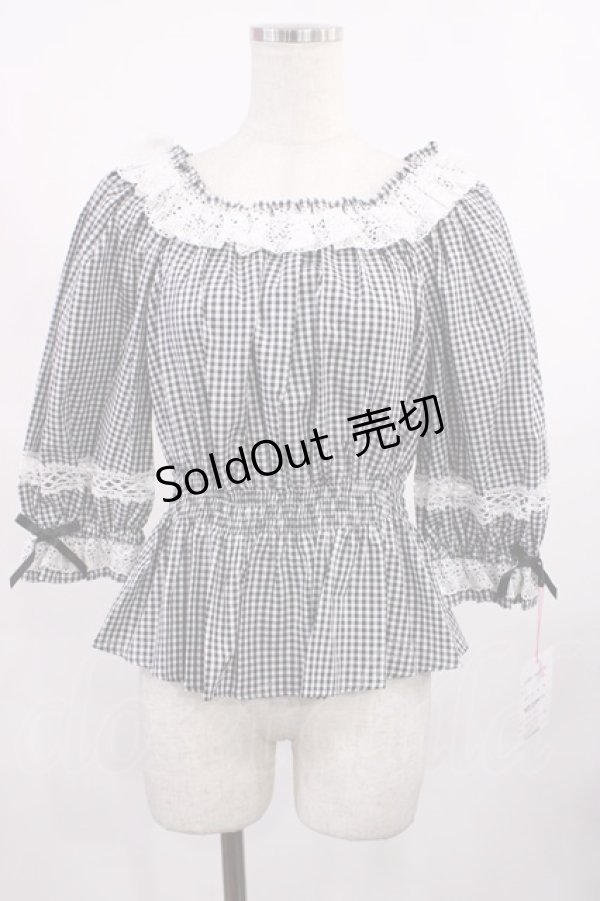 画像1: Angelic Pretty / Resortブラウス（ギンガム） free ブラック H-25-09-08-1028-AP-BL-NS-ZH (1)