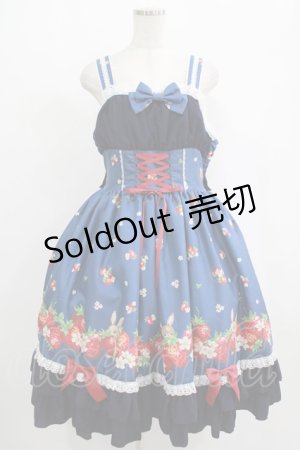 画像: metamorphose / 【プラスサイズ】ストロベリーガーデンバッスルフリルジャンパースカート プラスサイズ ネイビー H-25-09-08-007-ME-OP-NS-ZH