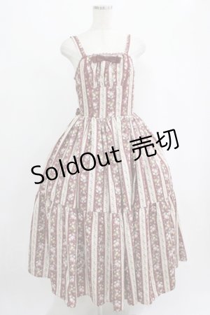 画像: axes femme kawaii / ストライプローズ柄ジャンスカ M ボルドー H-25-09-08-008-AX-OP-NS-ZH