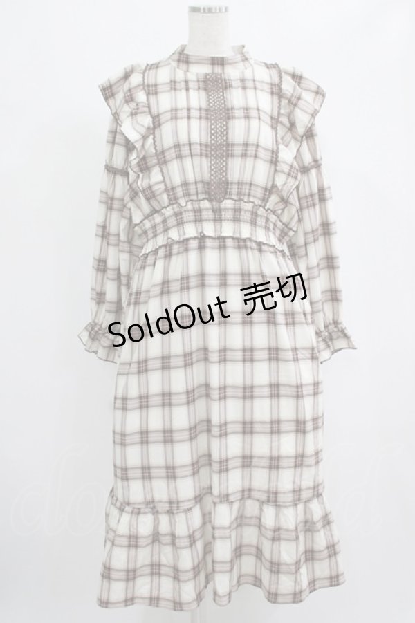画像1: melume / makiコラボ/チェックワンピース 4L ブラウン H-25-09-08-020-GO-TO-NS-ZH (1)