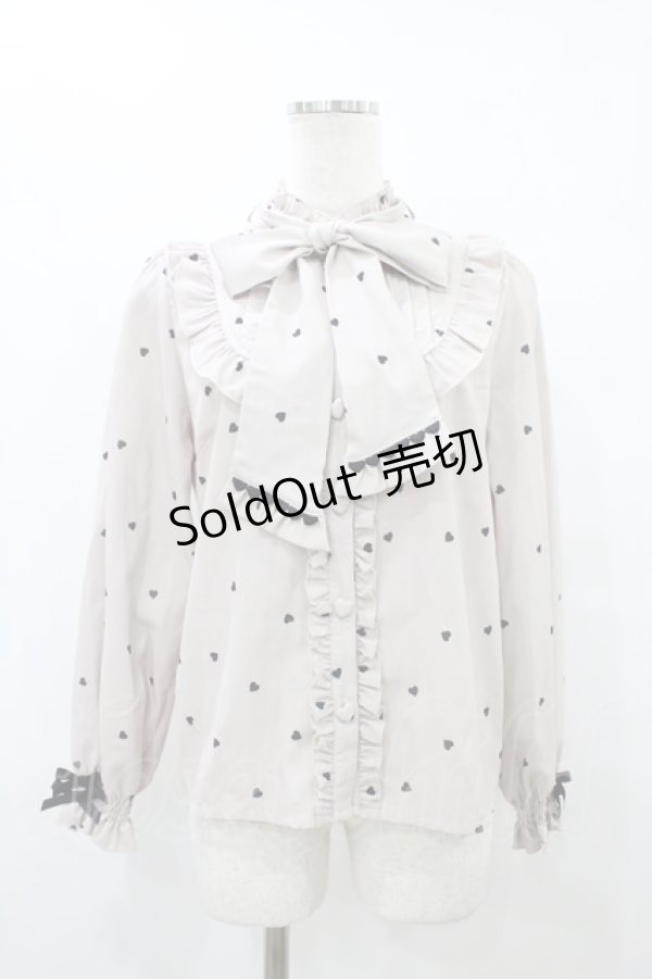 画像1: LIZ LISA / ハートボウタイブラウス Free ベージュ/ブラック H-25-09-09-1046-LO-BL-NS-ZH (1)