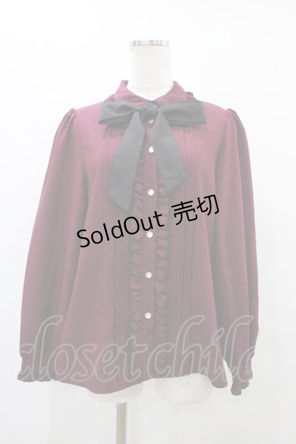 画像1: NOEMIE / フリルリボンブラウス M ボルドー H-25-09-09-1053-0-BL-NS-ZH (1)