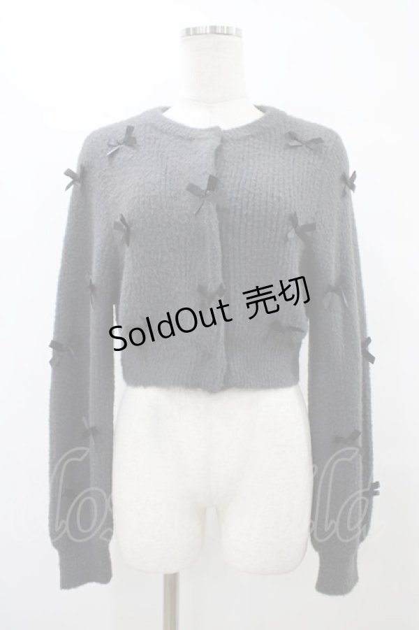 画像1: evelyn / リボンニットカーディガン Free グレー H-25-09-09-1054-LO-TO-NS-ZH (1)