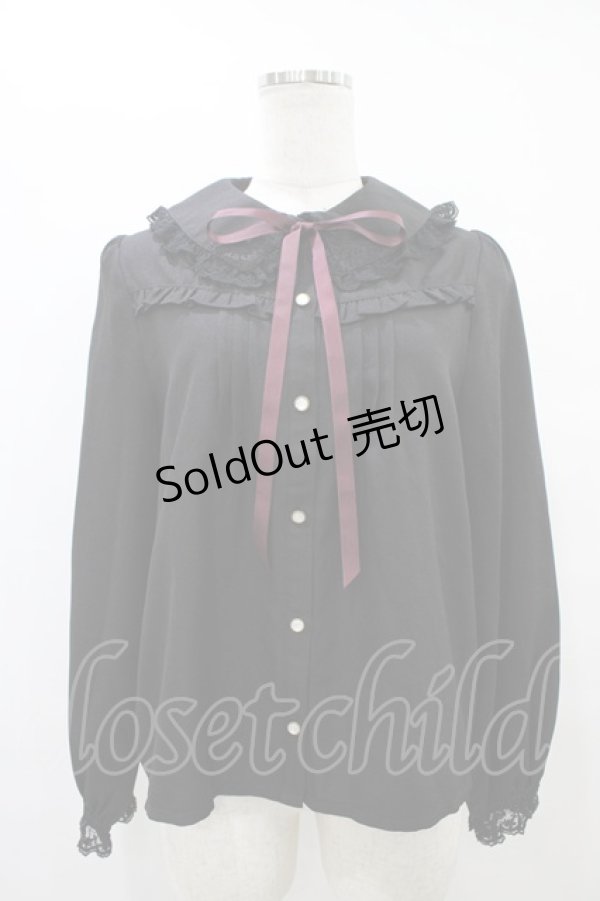 画像1: axes femme POETIQUE / レースデザインフリルブラウス M ブラック H-25-09-09-1055-AX-BL-NS-ZH (1)