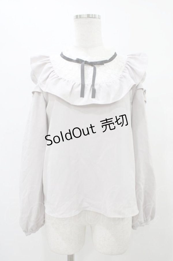 画像1: evelyn / レース切替フリルトップス Free グレー H-25-09-09-1057-LO-TO-NS-ZH (1)