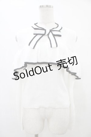 画像: evelyn / 肩あきフリルニット Free オフ/ブラック H-25-09-09-1058-LO-TO-NS-ZH