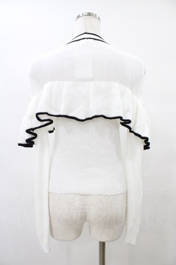 画像2: evelyn / 肩あきフリルニット Free オフ/ブラック H-25-09-09-1058-LO-TO-NS-ZH (2)