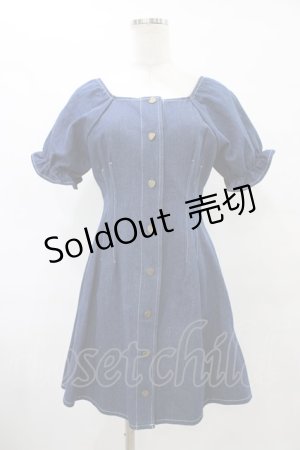 画像: evelyn / リボンデニムワンピース Free ブルー H-25-09-09-1010-LO-OP-NS-ZH
