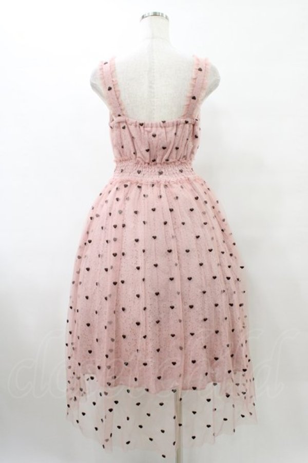 画像2: mille fille closet by LODISPOTTO / ミニハート刺繍チュールロングキャミドレスワンピース M ピンク H-25-09-09-1025-LO-OP-NS-ZH (2)