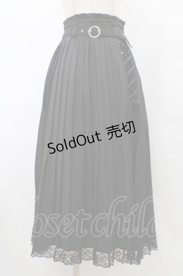 画像1: Honey Cinnamon / プリーツラップスカート Free ブラック H-25-09-09-1033-LO-SK-NS-ZH (1)