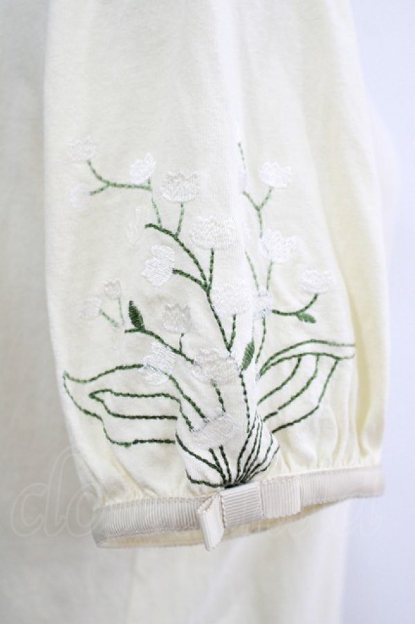 画像4: F&A / スズラン刺繍パフT Free IVORY H-25-09-10-027-LO-TO-NS-ZH (4)