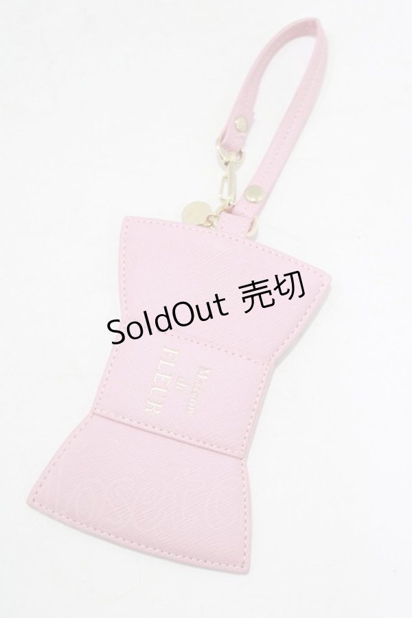 画像1: Maison de FLEUR / リボン型パスケース  ピンク H-25-09-10-040-LO-ZA-NS-ZH (1)