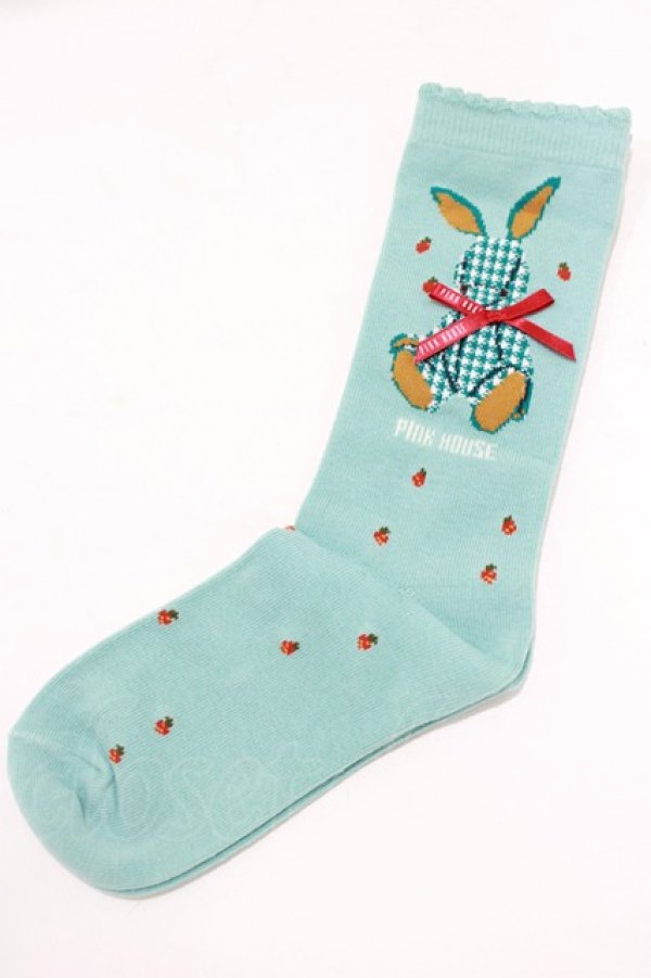 画像1: PINK HOUSE / ラビットモチーフソックス  ミント H-25-09-10-056-LO-ZA-NS-ZH (1)