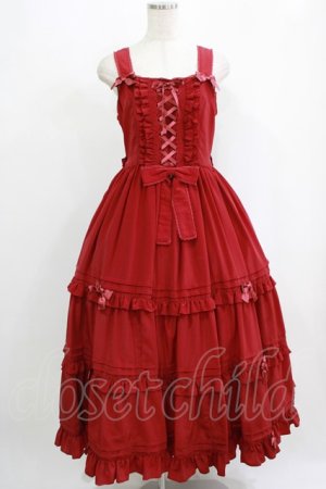 画像: metamorphose / レースアップロングティアードジャンパースカート サイズ1 レッド H-25-09-10-005-ME-OP-NS-ZH