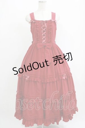 画像: metamorphose / レースアップロングティアードジャンパースカート サイズ1 レッド H-25-09-10-005-ME-OP-NS-ZH