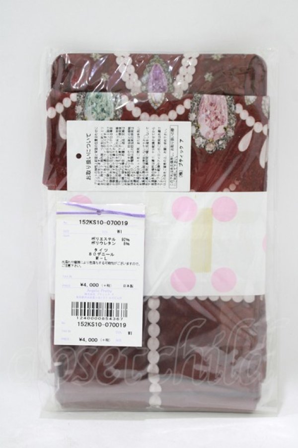 画像2: Angelic Pretty / Dreamy Jewelタイツ  ワイン H-25-09-10-062-AP-ZA-NS-ZH (2)