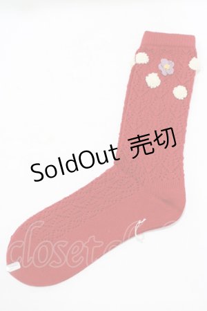 画像: PINK HOUSE / フラワーモチーフソックス  レッド H-25-09-10-063-LO-ZA-NS-ZH