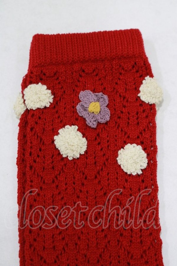 画像2: PINK HOUSE / フラワーモチーフソックス  レッド H-25-09-10-063-LO-ZA-NS-ZH (2)