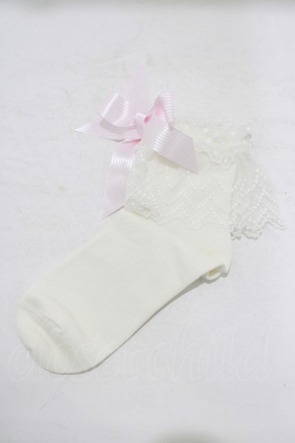 画像1: BABY,THE STARS SHINE BRIGHT / チュールレースクルー丈ソックス  オフ/ピンク H-25-09-10-068-BA-ZA-NS-ZH (1)